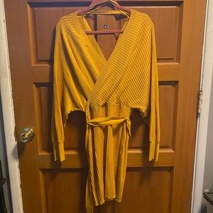 Mustard color sweater dress, great for fall celebrations or pictures.